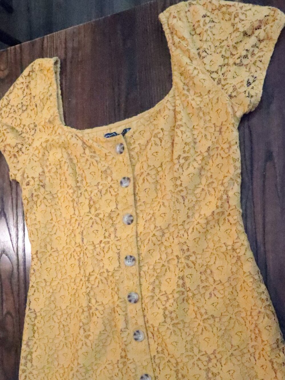 Abercrombie & Fitch Mustard Yellow Floral Lace Overdress
